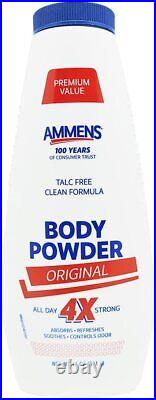 Ammens Medicated Body Powder All Day Odor Protection Soothe Skin 11oz Pack of 24