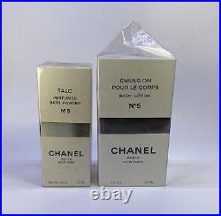 Chanel No 5 BODY LOTION EMULSION POUR LE CORPS 7oz TALC Perfume Bath Powder 6oz