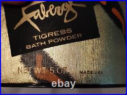FABERGE TIGRESS Bath Powder SEALED Compact Tiger Oval RARE 5 oz set of 2