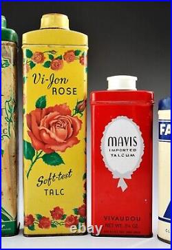 Lot of Vintage Talc Talcum Powder Tins Vi-Jon Rose, Sweet Pea Talc Art Deco
